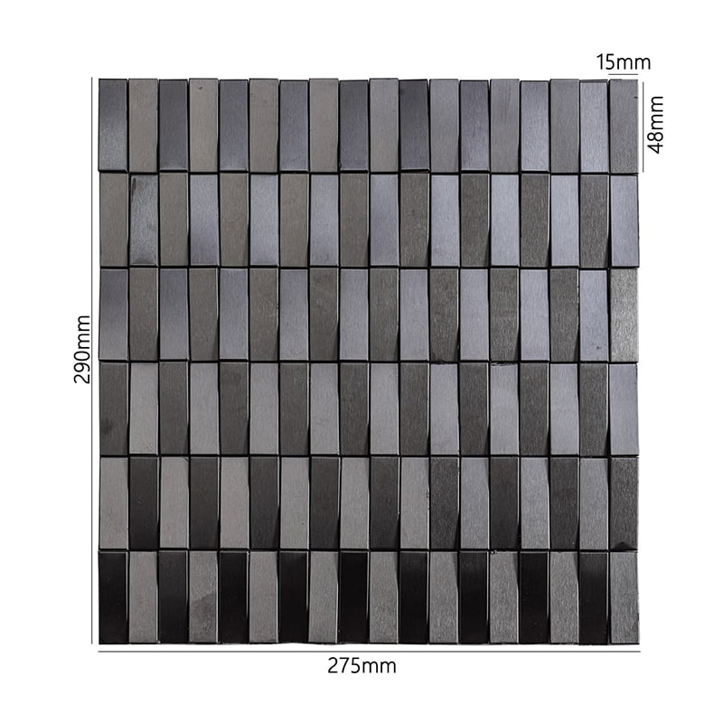 黒色長条ステンレス3Dモザイクタイル